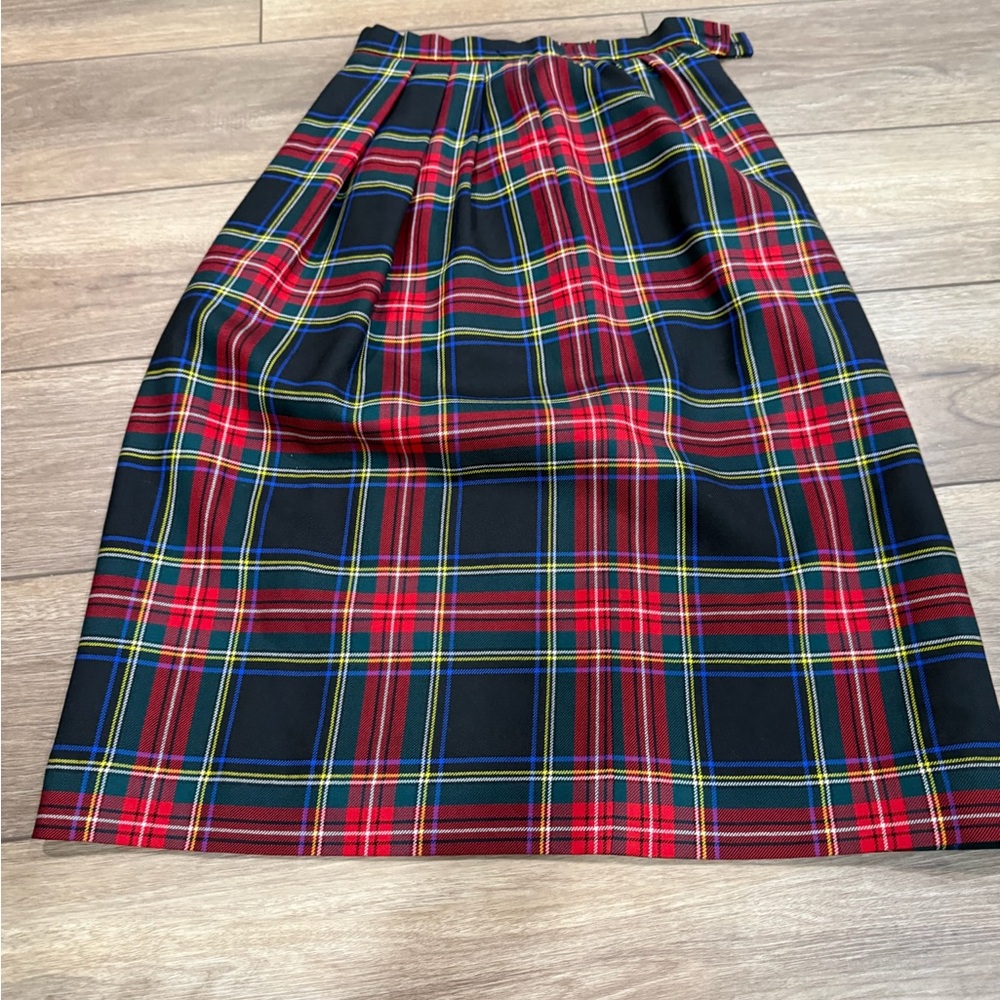 Lands' End Red and Black Plaid A-Line Skirt